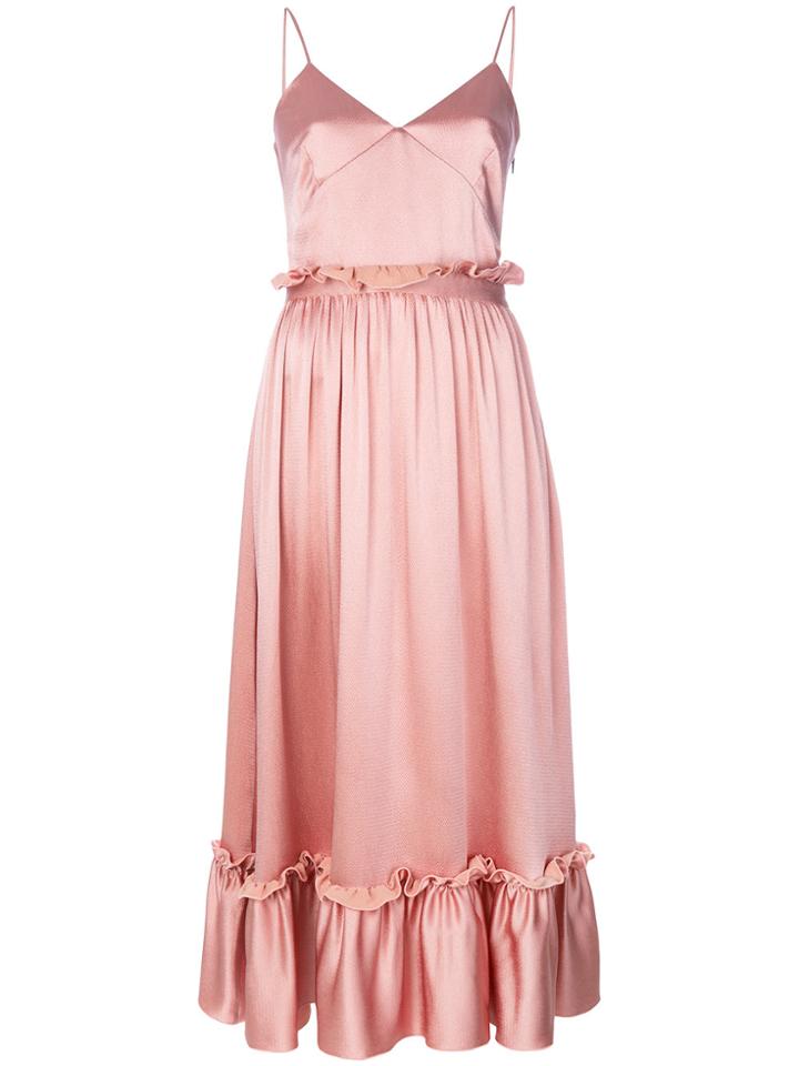 Msgm Pleated Shift Dress - Pink & Purple