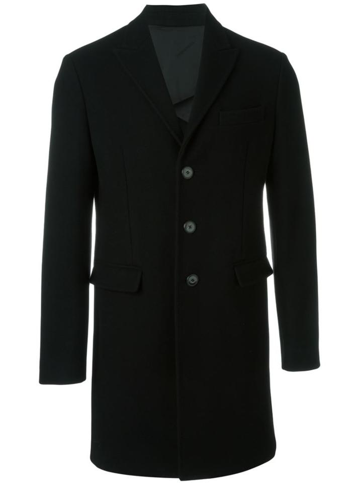 Dsquared2 Single Breasted Short Coat, Men's, Size: 54, Black, Cotton/polyamide/polyester/virgin Wool