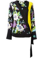 Diane Von Furstenberg Floral Print Wrap Blouse, Women's, Size: Small, Black, Silk