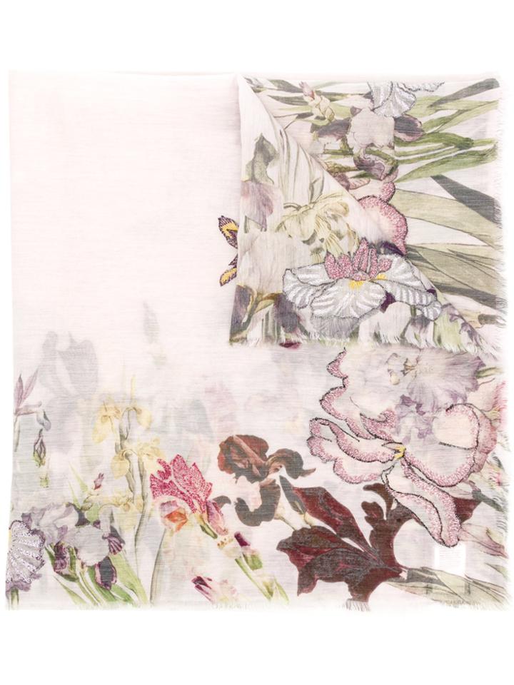 Faliero Sarti Floral Woven Scarf - Pink & Purple