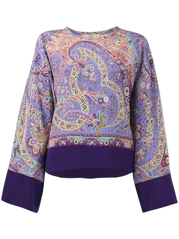 Etro - Patterned Top - Women - Silk - 44, Pink/purple, Silk