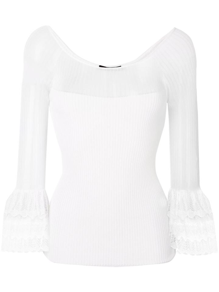 Roberto Cavalli Scoop Neck Lace Top - White