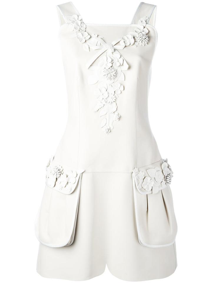 Fendi - Appliqué Flower Dress - Women - Lamb Skin/polyamide/spandex/elastane/viscose - 40, Women's, Nude/neutrals, Lamb Skin/polyamide/spandex/elastane/viscose