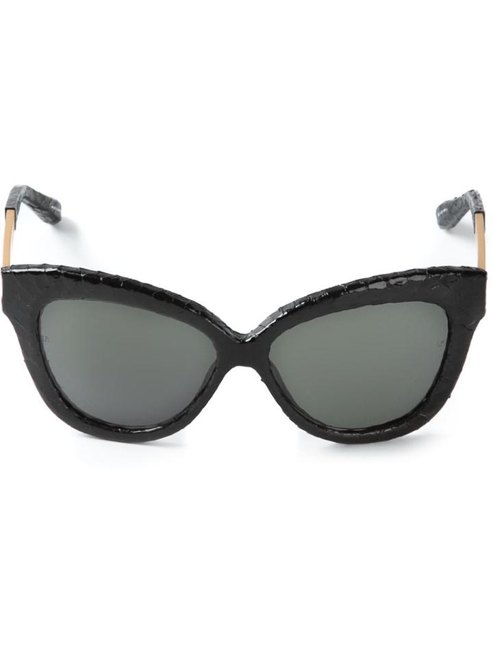 Linda Farrow Cat Eye Sunglasses, Men's, Black, Metal Other