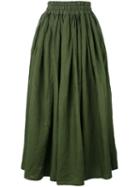 Aspesi - Elasticated Waistband Midi Skirt - Women - Linen/flax - 44, Green, Linen/flax