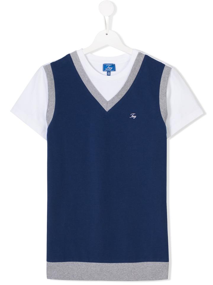 Fay Kids Short Sleeve Top - Multicolour