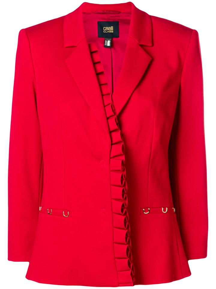 Cavalli Class Ruffle Trim Blazer - Red