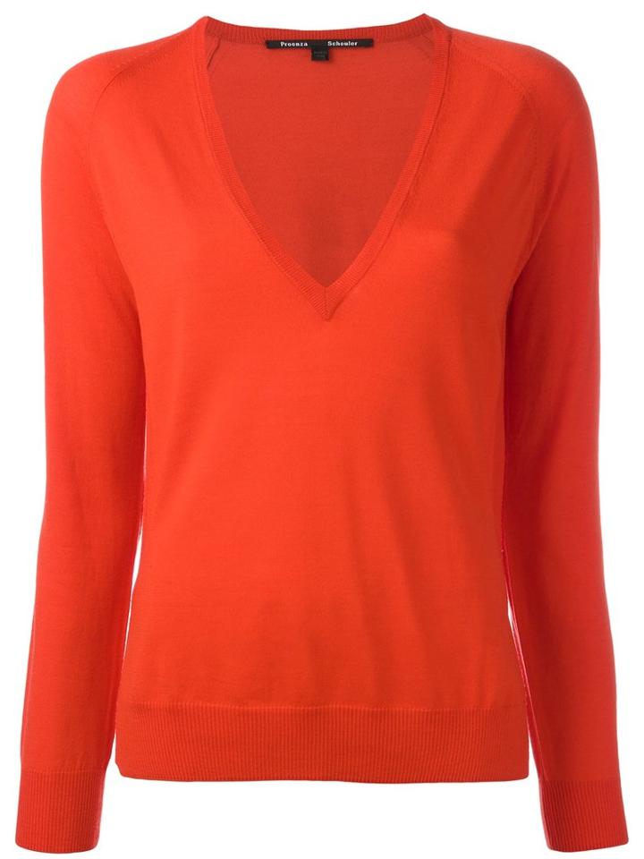 Proenza Schouler V-neck Jumper, Women's, Size: Medium, Yellow/orange, Merino