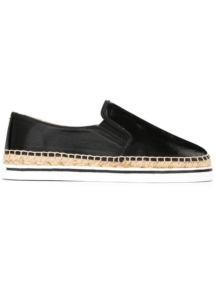 Jimmy Choo Dawn Espadrilles, Women's, Size: 39, Black, Rubber/satin Ribbon/leather