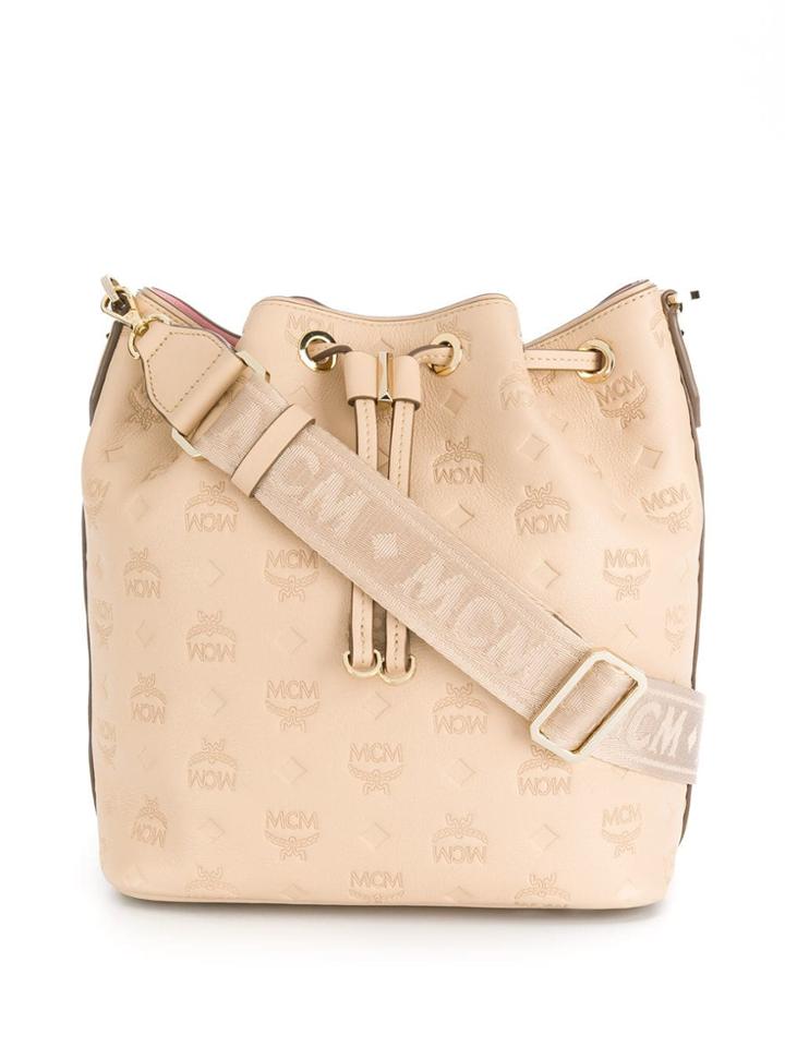 Mcm Monogram Embossed Bucket Bag - Neutrals