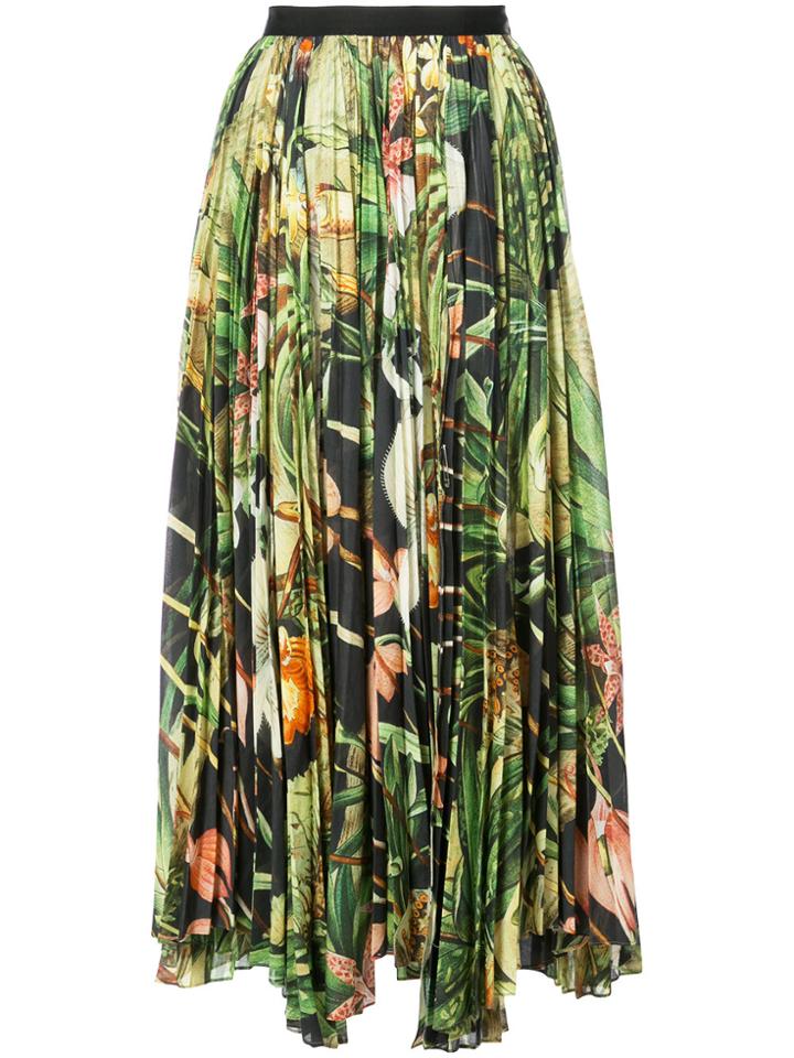 Adam Lippes Orchid Printed Voile Pleated Midi Skirt - Multicolour