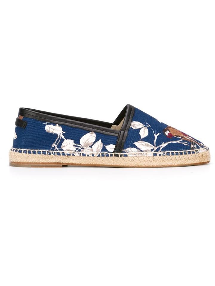 Dolce & Gabbana Bird Print Espadrilles, Men's, Size: 42, Blue, Cotton/leather