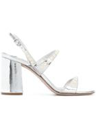 Miu Miu Faux-pearl Embellished Sandals - Metallic