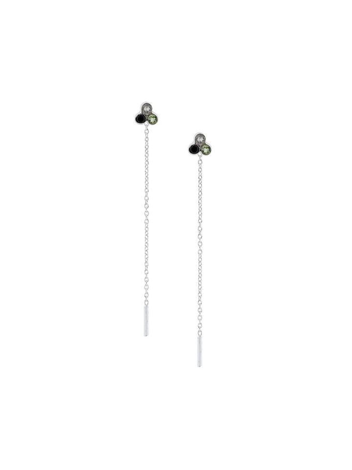 Maya Magal Triple Stone Stud And Chain Earrings - Metallic