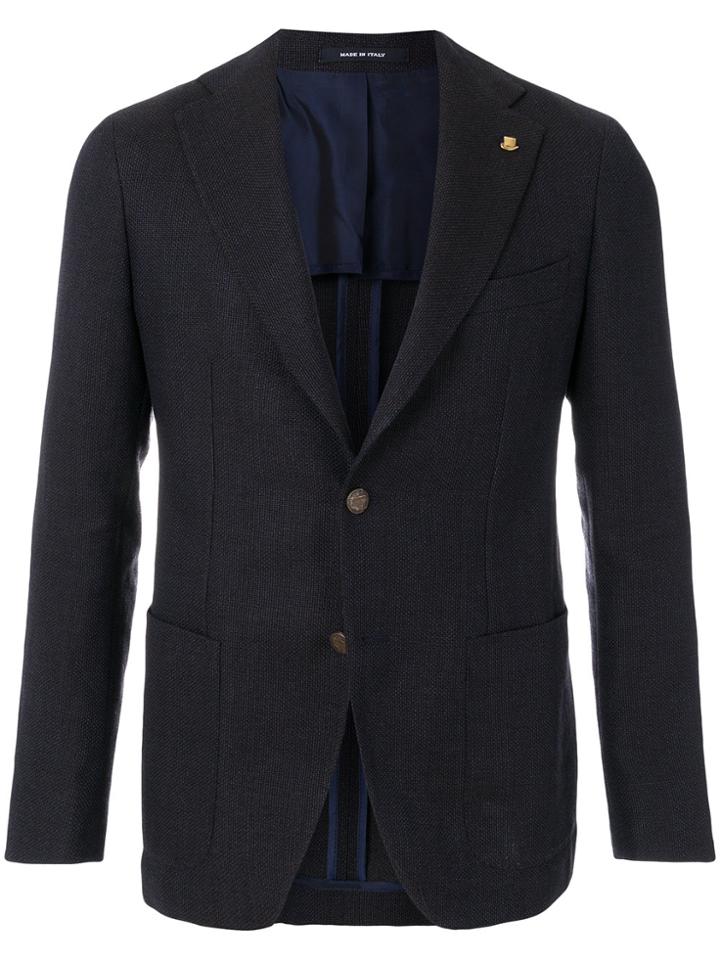 Tagliatore Knitted Single Breasted Blazer - Blue