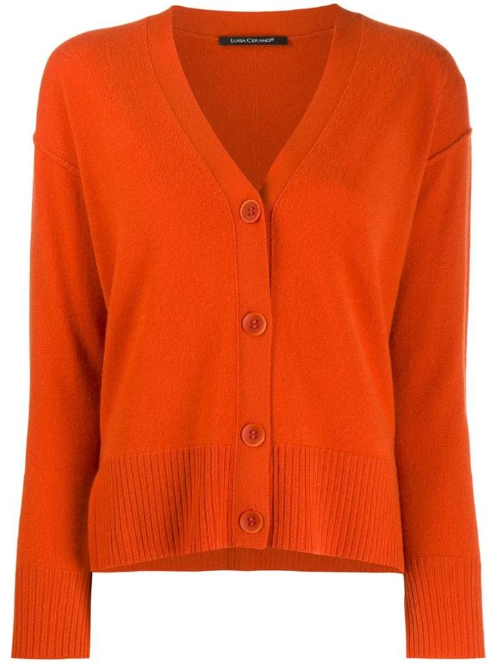 Luisa Cerano V-neck Cardigan - Orange