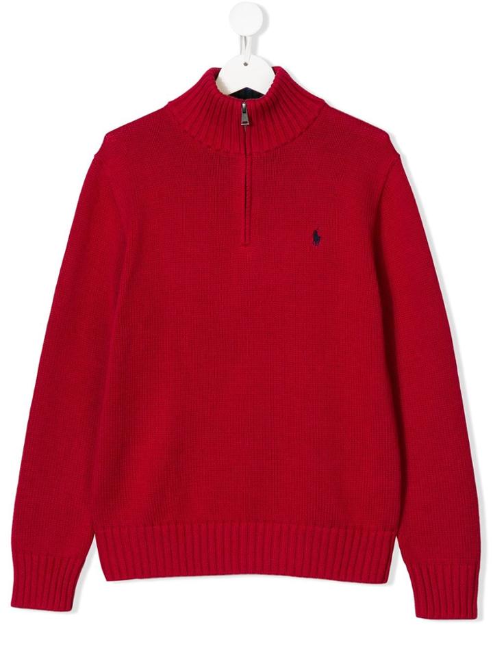 Ralph Lauren Kids Teen Zip Detail Sweater - Red
