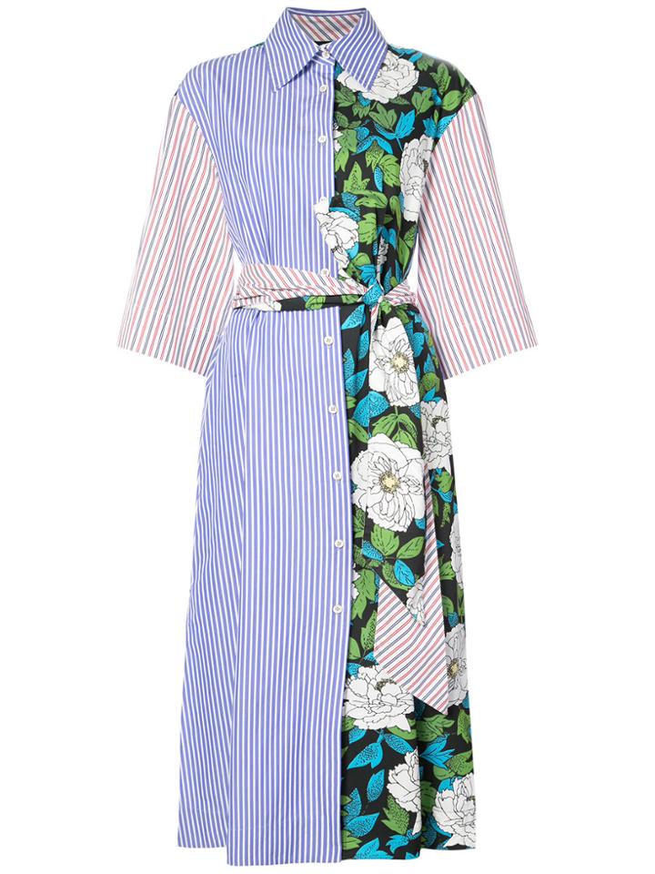 Diane Von Furstenberg Three-quarter Sleeve Belted Shirt Dress - Blue