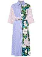 Diane Von Furstenberg Three-quarter Sleeve Belted Shirt Dress - Blue