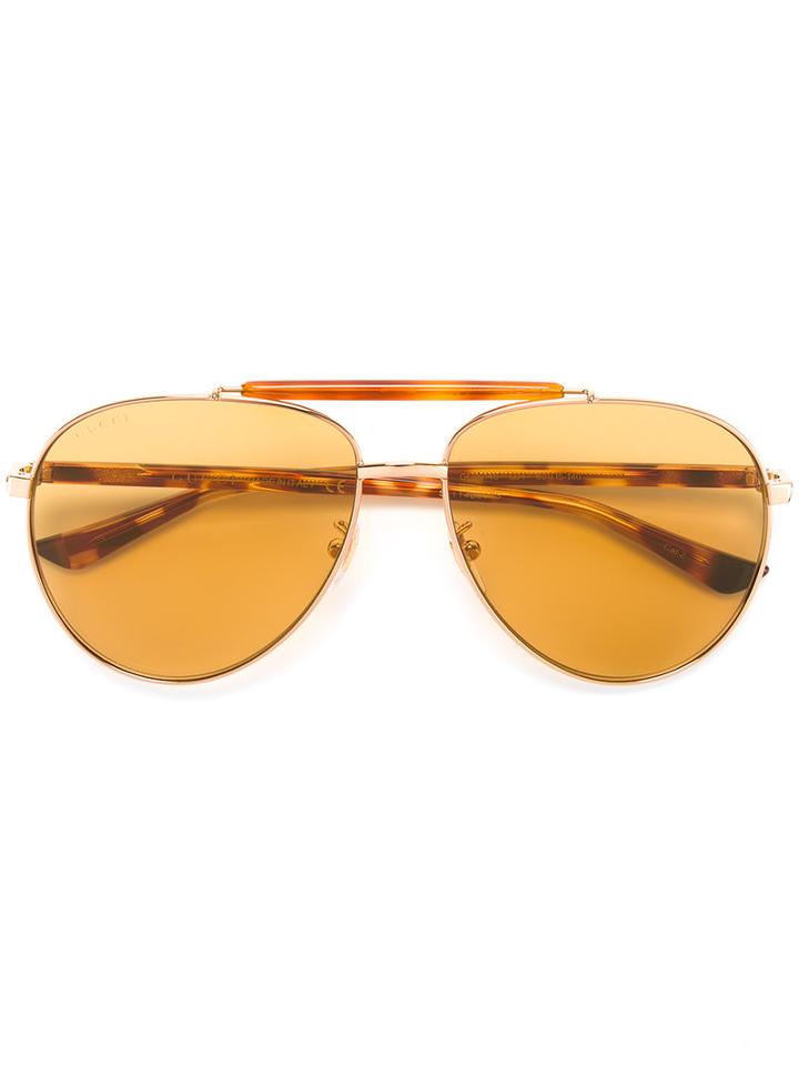 Gucci Eyewear Tortoiseshell Aviator Sunglasses, Adult Unisex, Grey, Acetate/metal (other)
