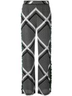 Msgm - Tassel Trim Printed Trousers - Women - Silk/polyester - 38, Women's, Black, Silk/polyester