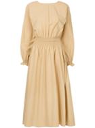 Aeron Ruched Waist Midi Dress - Nude & Neutrals