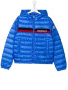Moncler Kids Teen Logo Stripe Padded Jacket - Blue