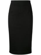Estnation - Rear Zip Pencil Skirt - Women - Cotton/polyurethane - 38, Black, Cotton/polyurethane