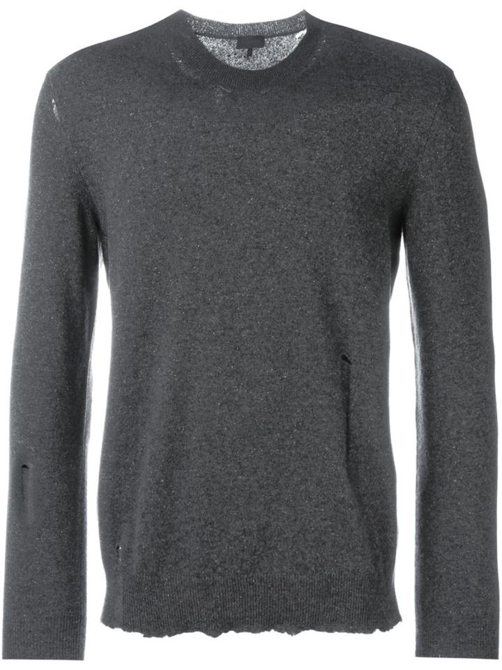 Lanvin Frayed Classic Jumper, Men's, Size: Xl, Grey, Silk/lamb Skin/polyamide/wool