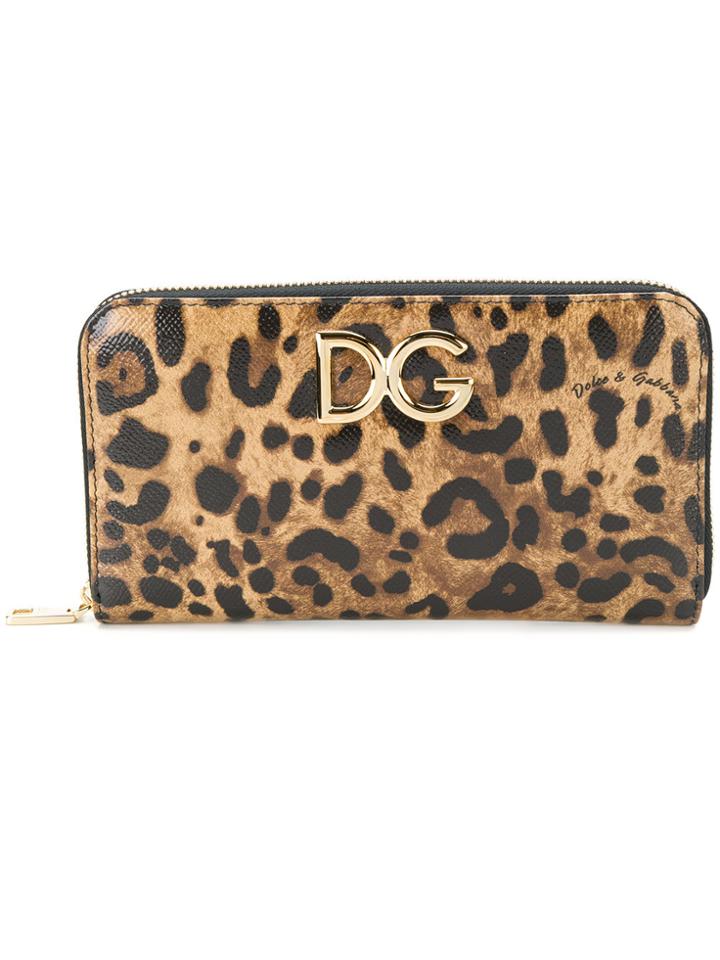 Dolce & Gabbana Continental Logo Plaque Wallet - Brown