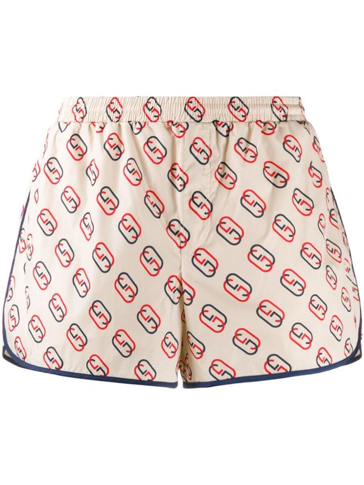 Gucci Contrasting G Print Swim Shorts - Neutrals