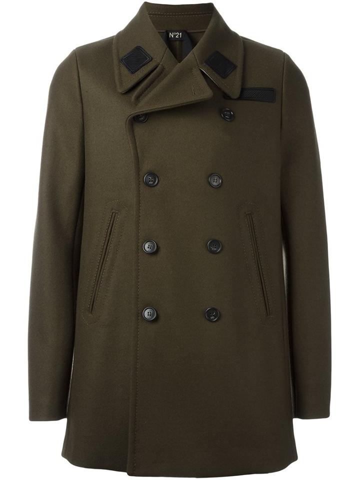 No21 Classic Medium Peacoat, Men's, Size: 50, Green, Polyamide/viscose/virgin Wool