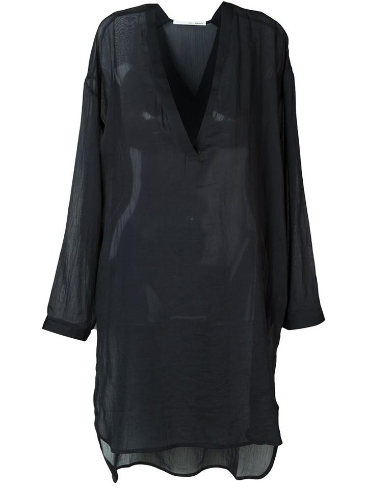 Isabel Benenato V-neck Shift Dress, Women's, Size: 42, Black, Cotton/silk