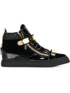 Giuseppe Zanotti Design Coby Hi-top Sneakers, Women's, Size: 39, Blue, Patent Leather/velvet/rubber