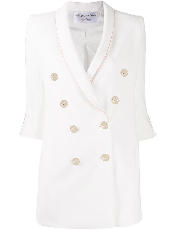 Elisabetta Franchi Double Breasted Tuxedo Dress - White