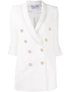 Elisabetta Franchi Double Breasted Tuxedo Dress - White