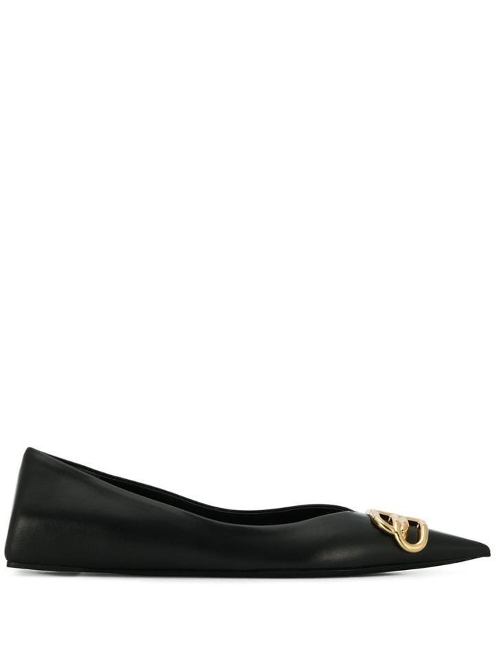 Balenciaga Knife Bb Motif Ballerina Shoes - Black