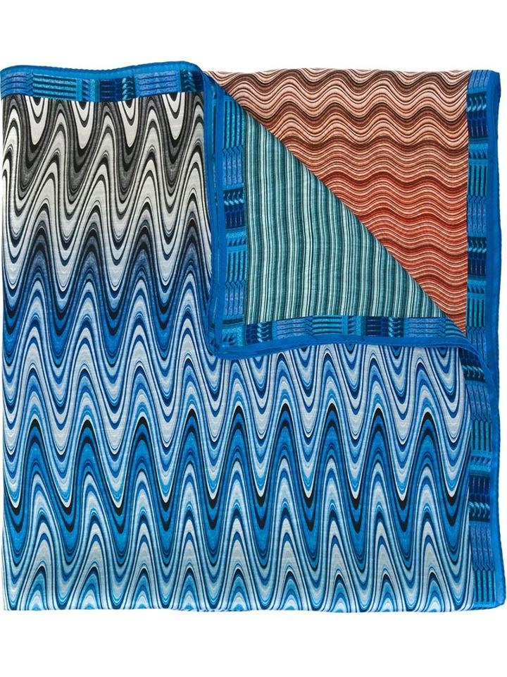 Missoni Printed Scarf, Women's, Blue, Silk