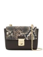 Lancaster Snakeskin Panel Shoulder Bag - Brown