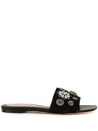 Alexander Mcqueen Crystal-embellished Slides - Black