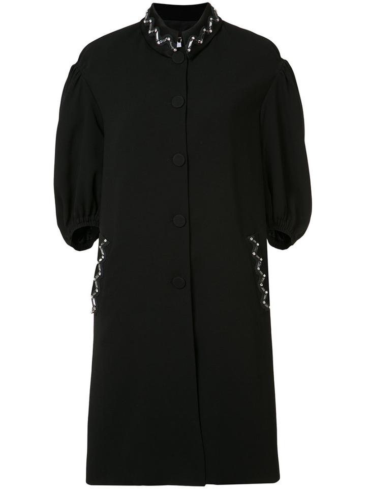 Sonia Rykiel Embellished Buttoned Coat, Women's, Size: 36, Black, Cupro/rayon/polyester