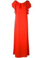 P.a.r.o.s.h. - Ruffle Sleeve Gown - Women - Polyester - Xs, Yellow/orange, Polyester