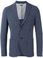 Giorgio Armani Fantasia Striped Seersucker Blazer, Men's, Size: 48, Blue, Cotton/spandex/elastane/virgin Wool/spandex/elastane