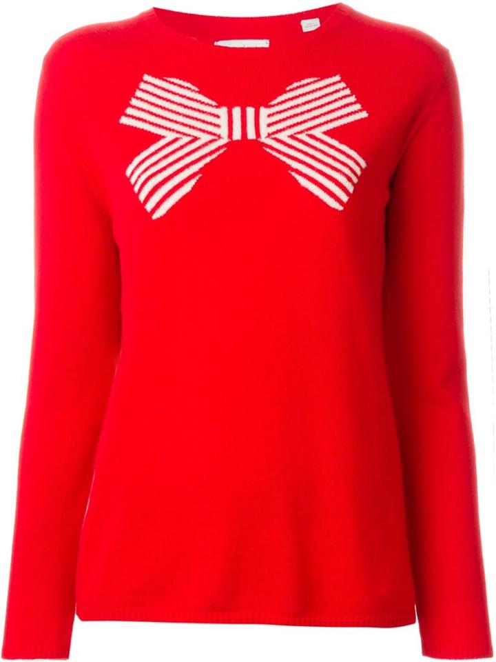 Chinti And Parker Striped Bow Intarsia Sweater
