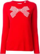 Chinti And Parker Striped Bow Intarsia Sweater