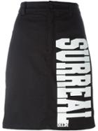 Ktz Surreal Print Denim Skirt, Women's, Size: M, Black, Cotton