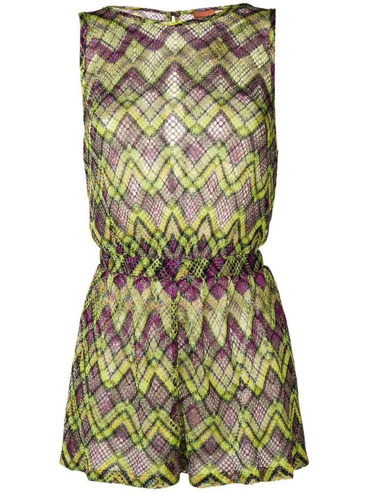 Missoni Mare Zig-zag Pattern Playsuit - Green
