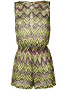 Missoni Mare Zig-zag Pattern Playsuit - Green
