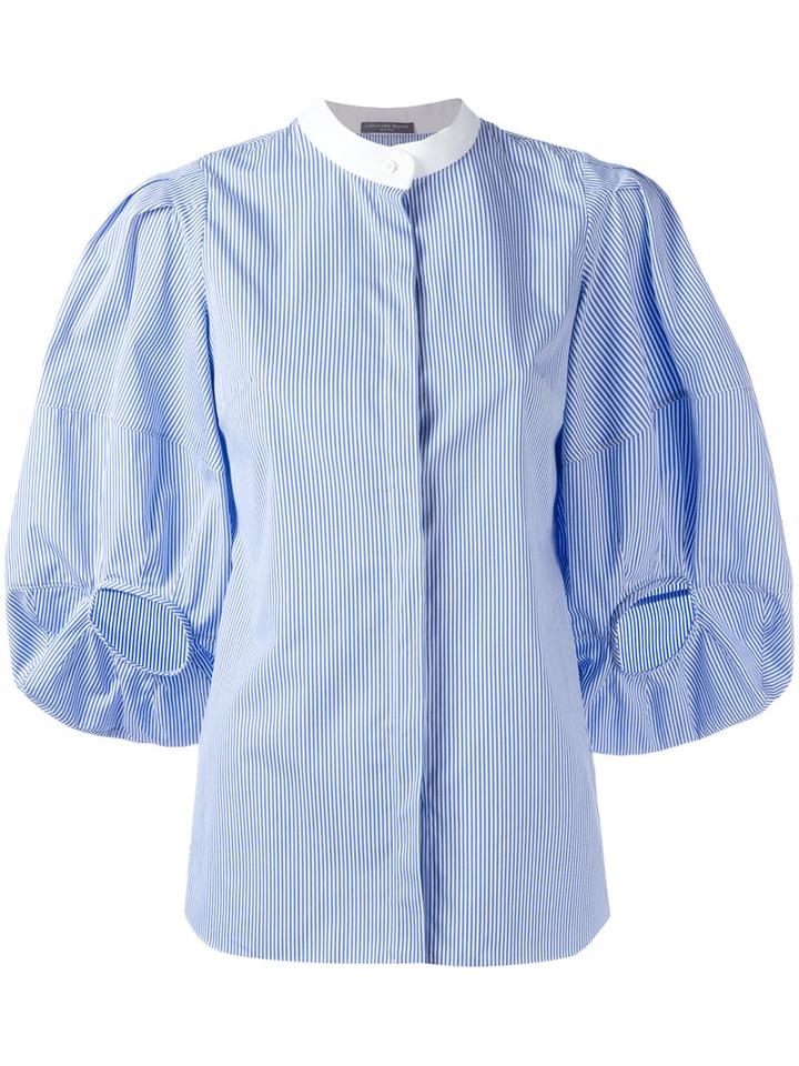 Alexander Mcqueen Balloon Sleeve Blouse, Women's, Size: 42, Blue, Cotton