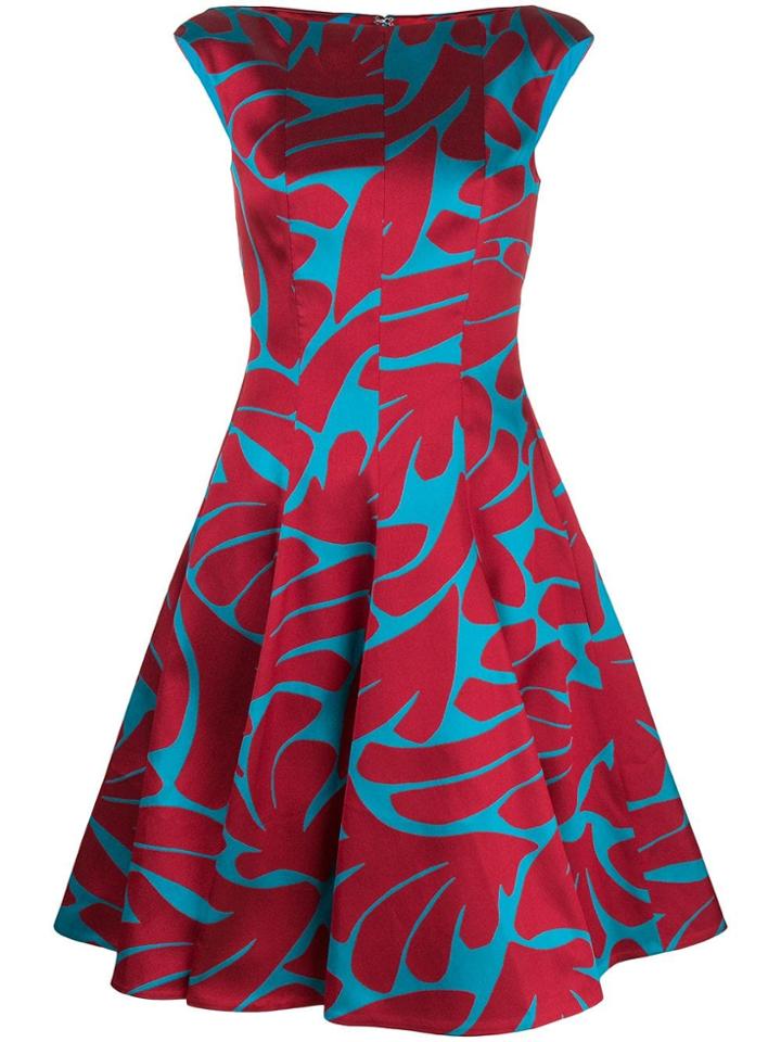 Talbot Runhof Jacquard Flared Dress